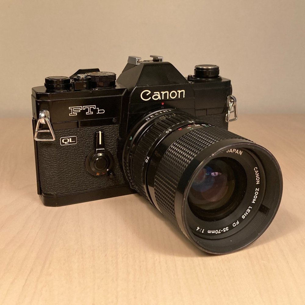 Black Canon FTb QL 35mm Film Camera w/ FD 35-70mm f4 (Tested + New Seals)